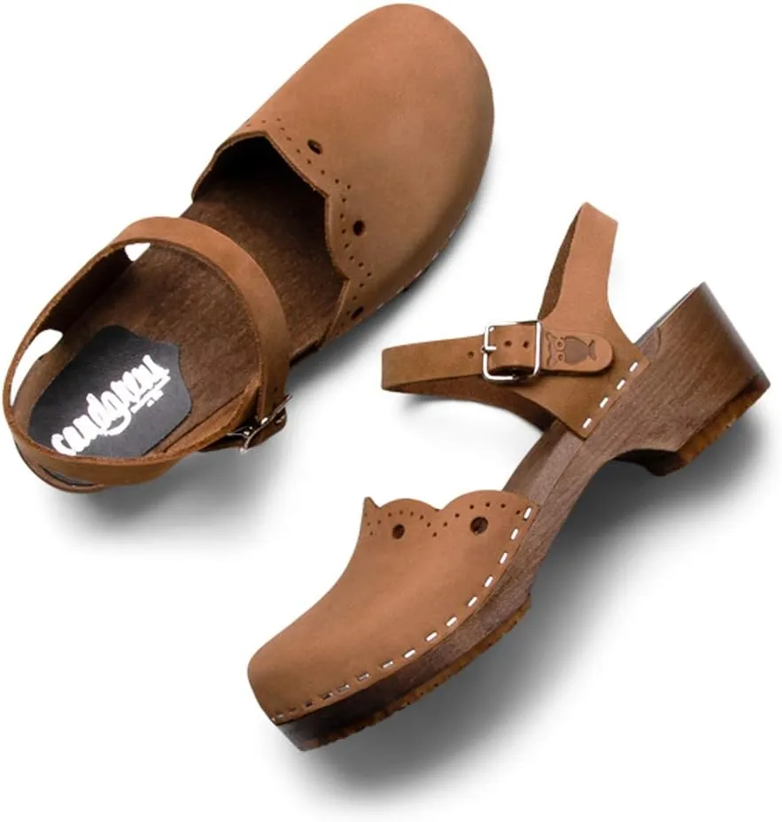 Sandgrens Handmade Swedish Wood Clogs for Women, Low Heel Sandals | Milan