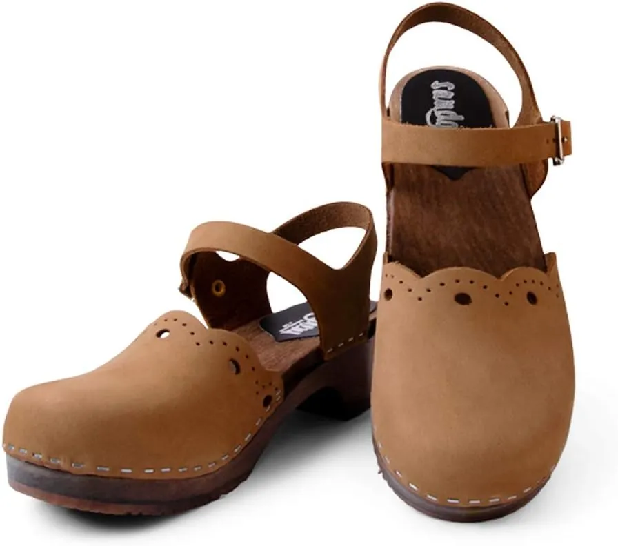 Sandgrens Handmade Swedish Wood Clogs for Women, Low Heel Sandals | Milan