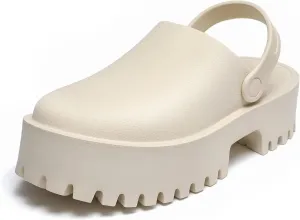 SANIOOOI Women's Platform Mules Colgs,Slip on Wedge Thick Sole Colg Slippers Cute Fashion Vacation Heeled Flatform Sandals Water Beach Comfort Soft Shoe