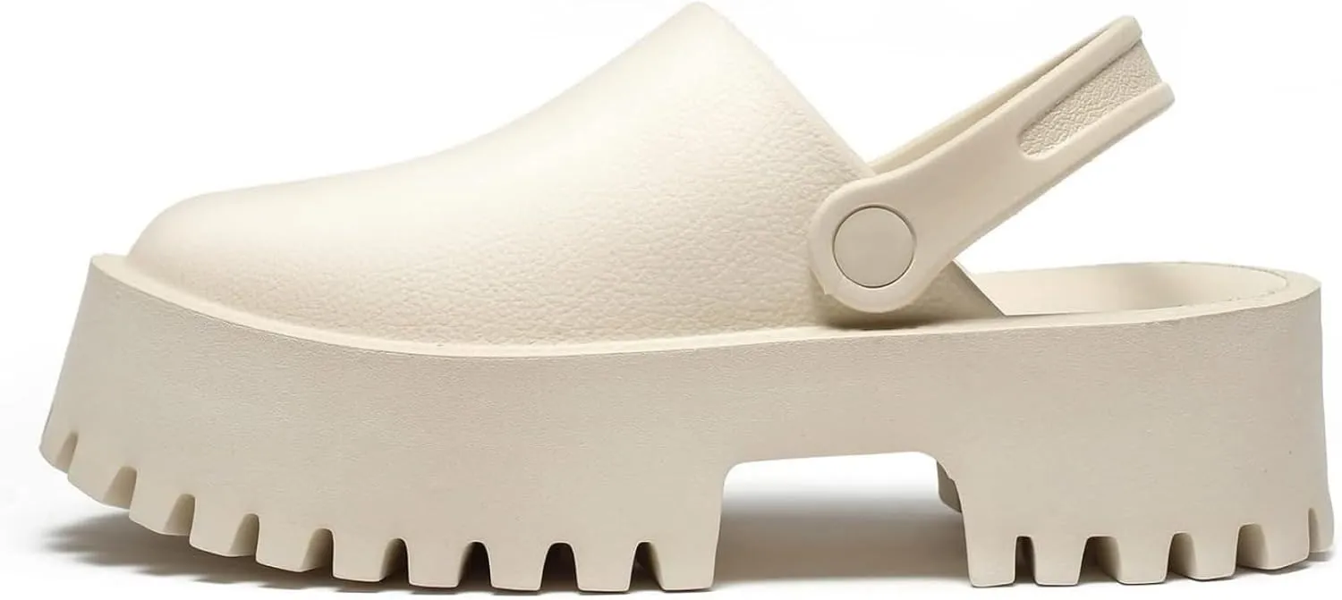 SANIOOOI Women's Platform Mules Colgs,Slip on Wedge Thick Sole Colg Slippers Cute Fashion Vacation Heeled Flatform Sandals Water Beach Comfort Soft Shoe