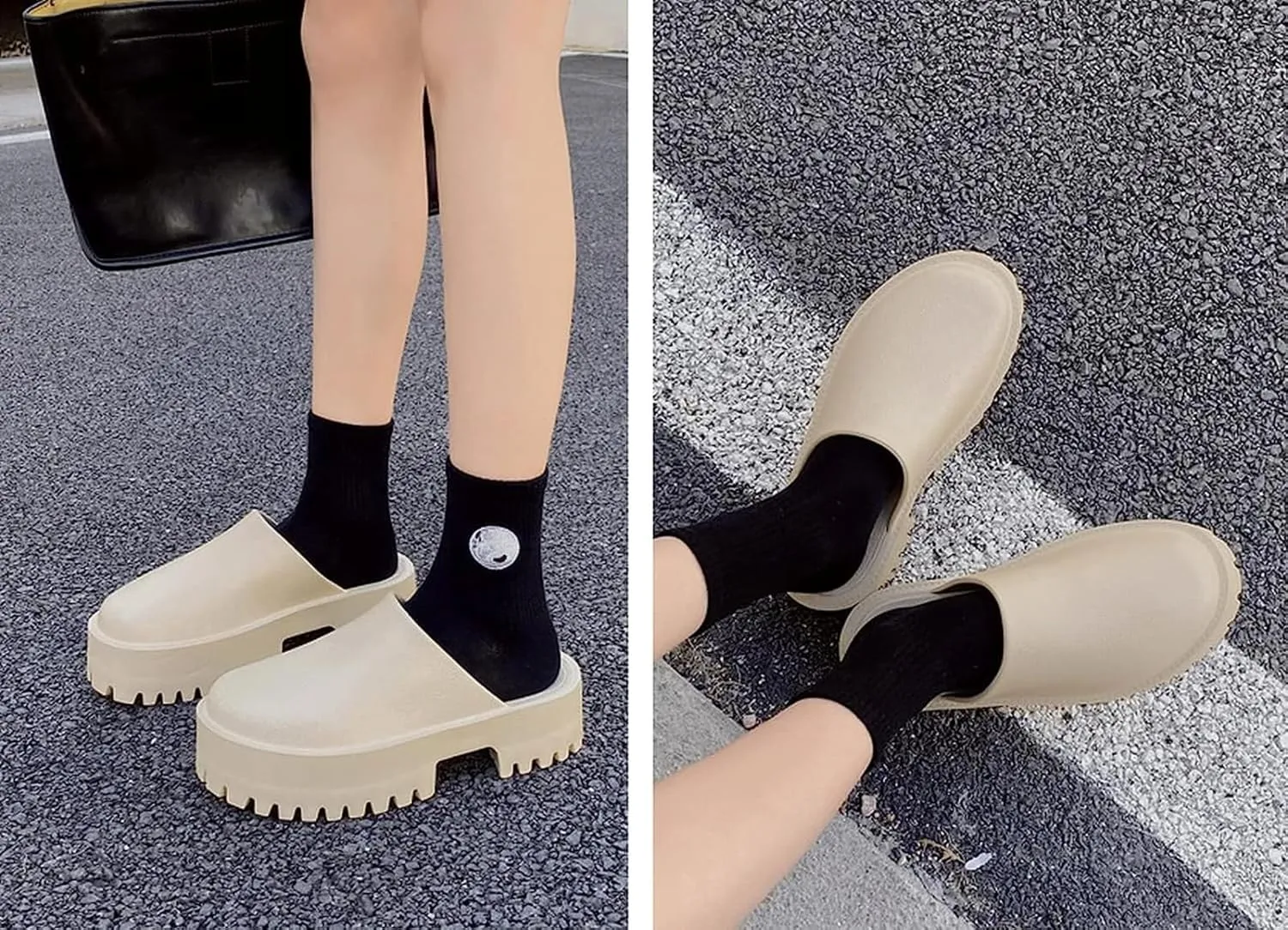 SANIOOOI Women's Platform Mules Colgs,Slip on Wedge Thick Sole Colg Slippers Cute Fashion Vacation Heeled Flatform Sandals Water Beach Comfort Soft Shoe