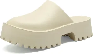 SANIOOOI Women's Platform Mules Colgs,Slip on Wedge Thick Sole Colg Slippers Cute Fashion Vacation Heeled Flatform Sandals Water Beach Comfort Soft Shoe