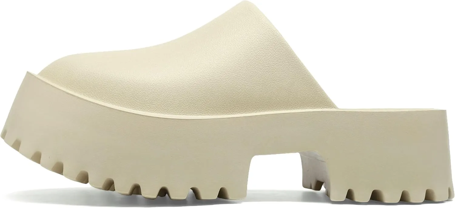 SANIOOOI Women's Platform Mules Colgs,Slip on Wedge Thick Sole Colg Slippers Cute Fashion Vacation Heeled Flatform Sandals Water Beach Comfort Soft Shoe