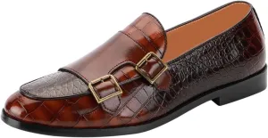 Santimon Men's Dress Loafer Shoes Double Monk Strap Slip On Loafers Formal Business Casual Dress Shoes for Men