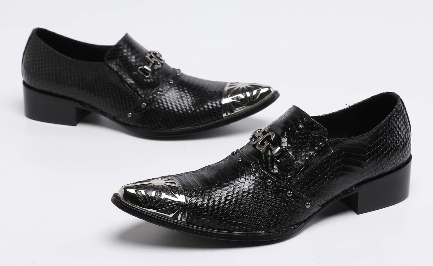 Santimon Men's Dress Shoes Suede Leather Buckle Black Metal Tip Single Strap Wedding Formal Loafers