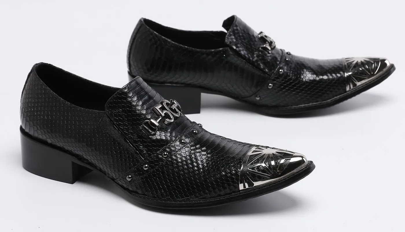 Santimon Men's Dress Shoes Suede Leather Buckle Black Metal Tip Single Strap Wedding Formal Loafers