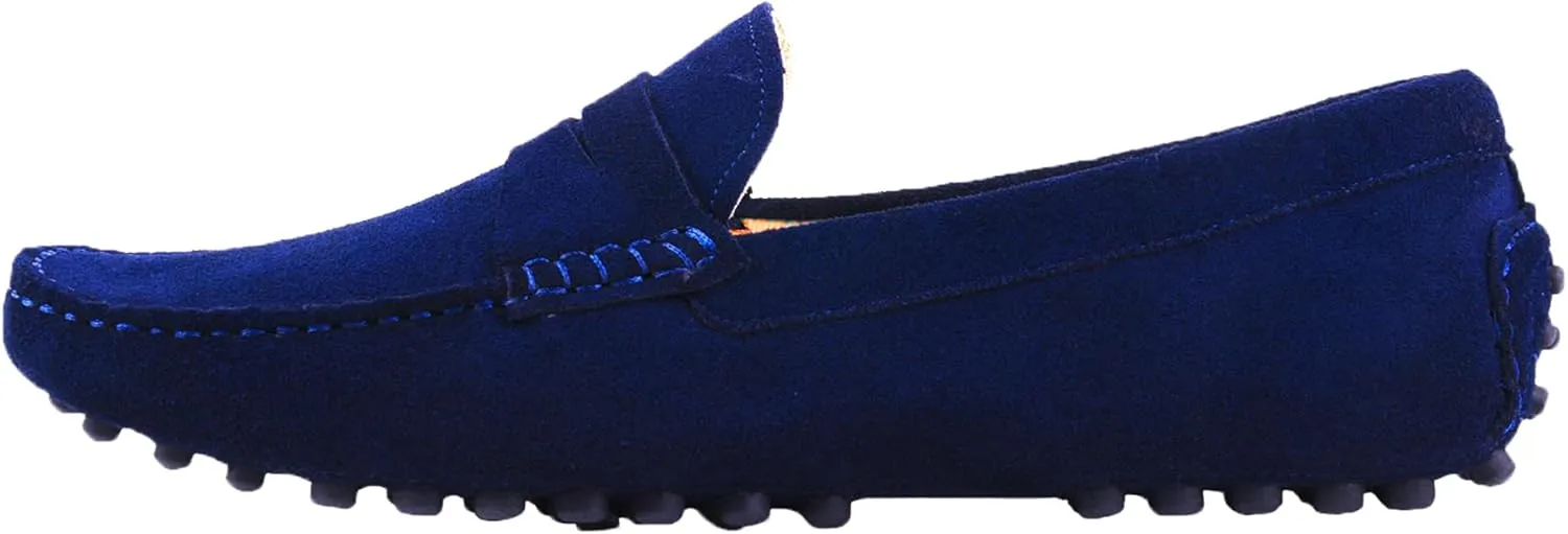 Santimon Mens Driving Penny Loafers Suede Leather Comfortable Casual Slip On Shoes Moccasins