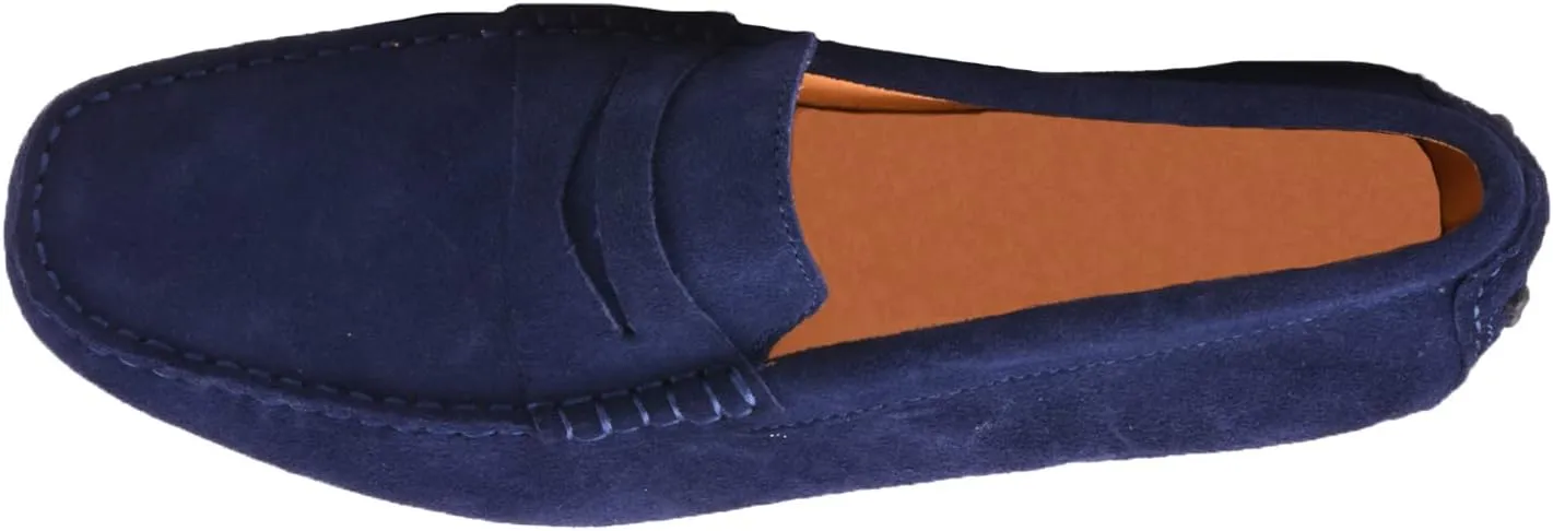 Santimon Mens Driving Penny Loafers Suede Leather Comfortable Casual Slip On Shoes Moccasins