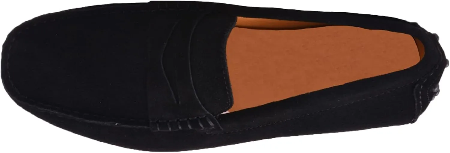 Santimon Mens Driving Penny Loafers Suede Leather Comfortable Casual Slip On Shoes Moccasins