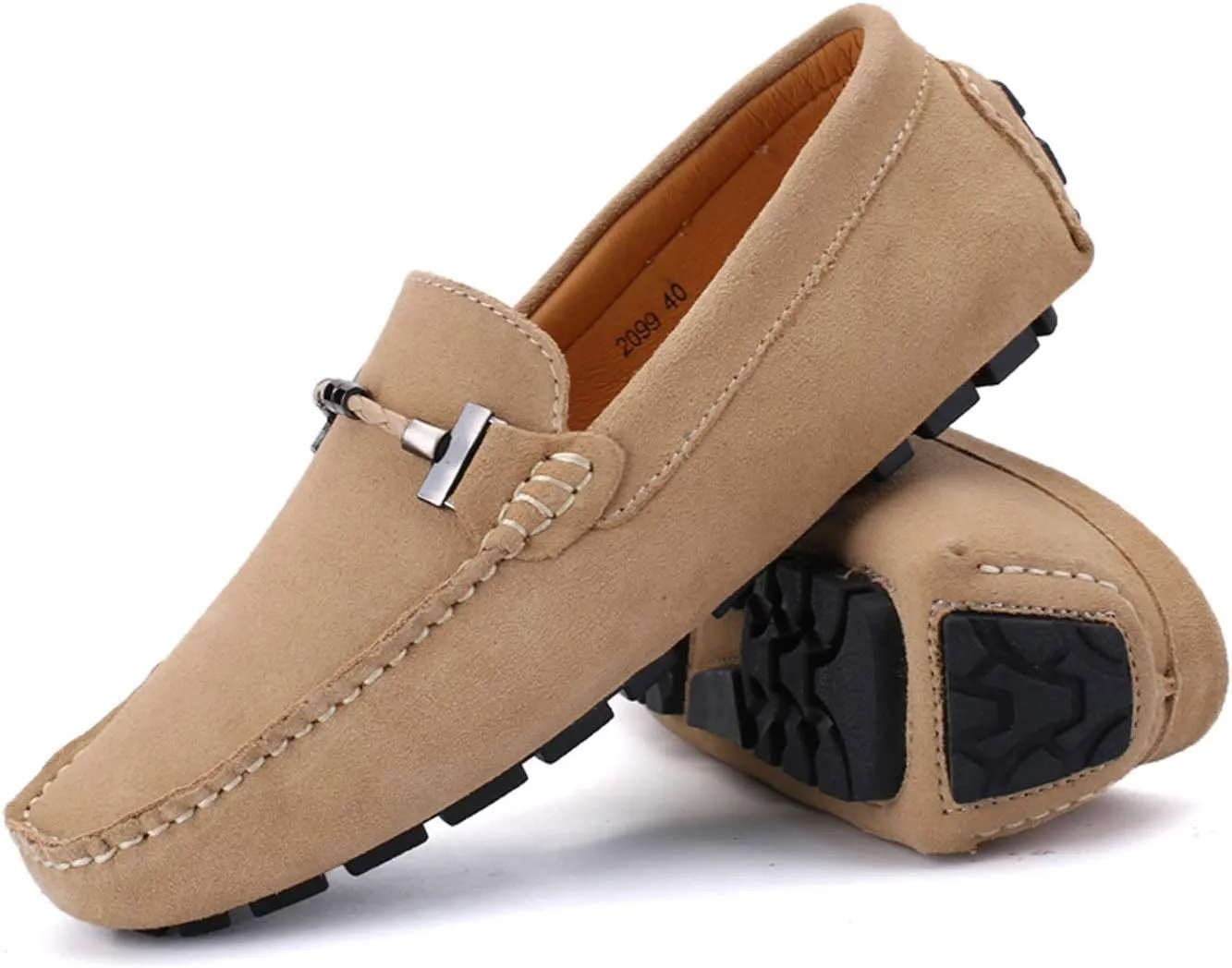 Santimon Mens Driving Penny Loafers Suede Moccasins Slip On Casual Dress Boat Shoes
