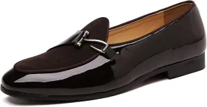 Santimon Mens Loafers Slip on Dress Shoes Buckle Casual Driving Smoking Slippers Moccasins Black Brown Blue