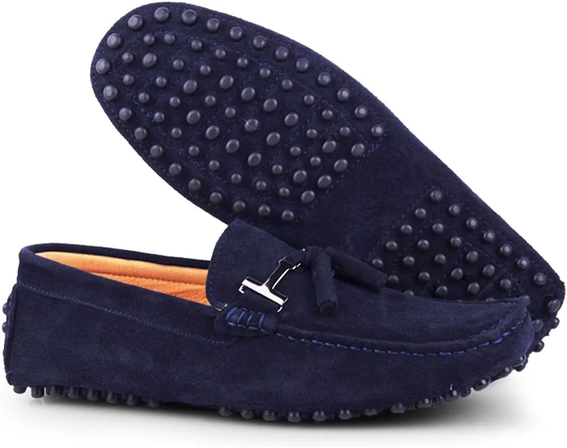 Santimon Mens-Moccasins Penny-Loafers Slip-On Casual Dress-Shoe Suede Tassels Boat Driving-Shoes