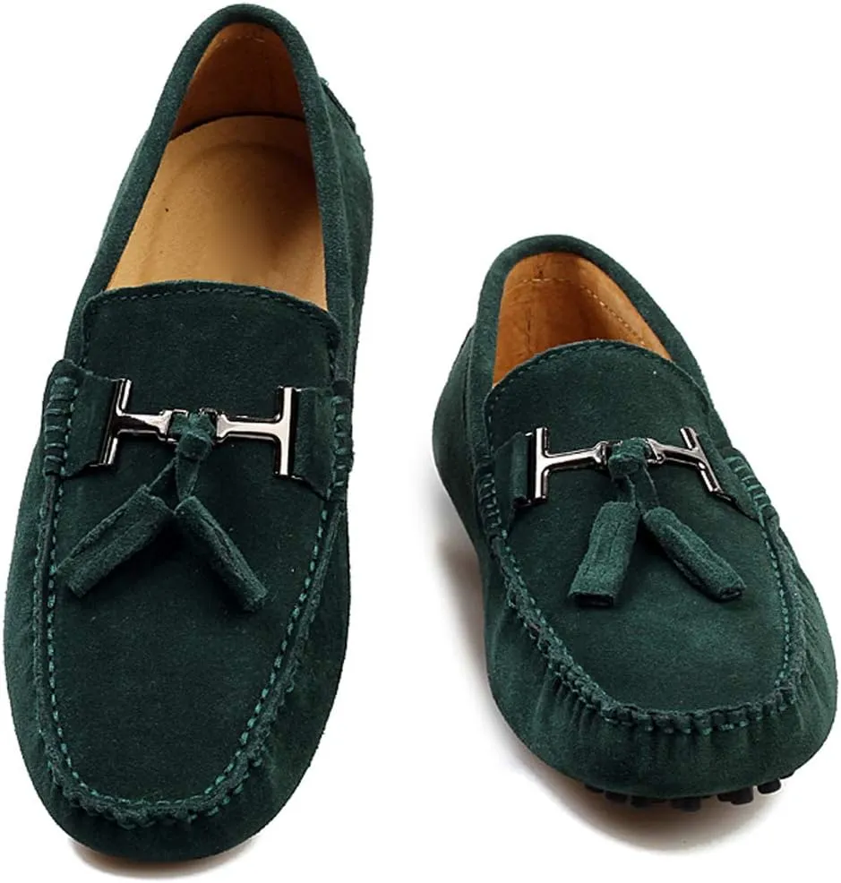 Santimon Mens-Moccasins Penny-Loafers Slip-On Casual Dress-Shoe Suede Tassels Boat Driving-Shoes
