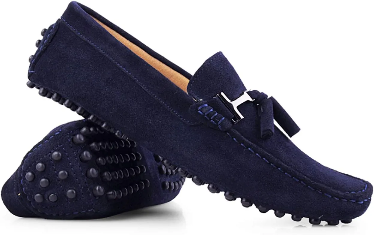 Santimon Mens-Moccasins Penny-Loafers Slip-On Casual Dress-Shoe Suede Tassels Boat Driving-Shoes