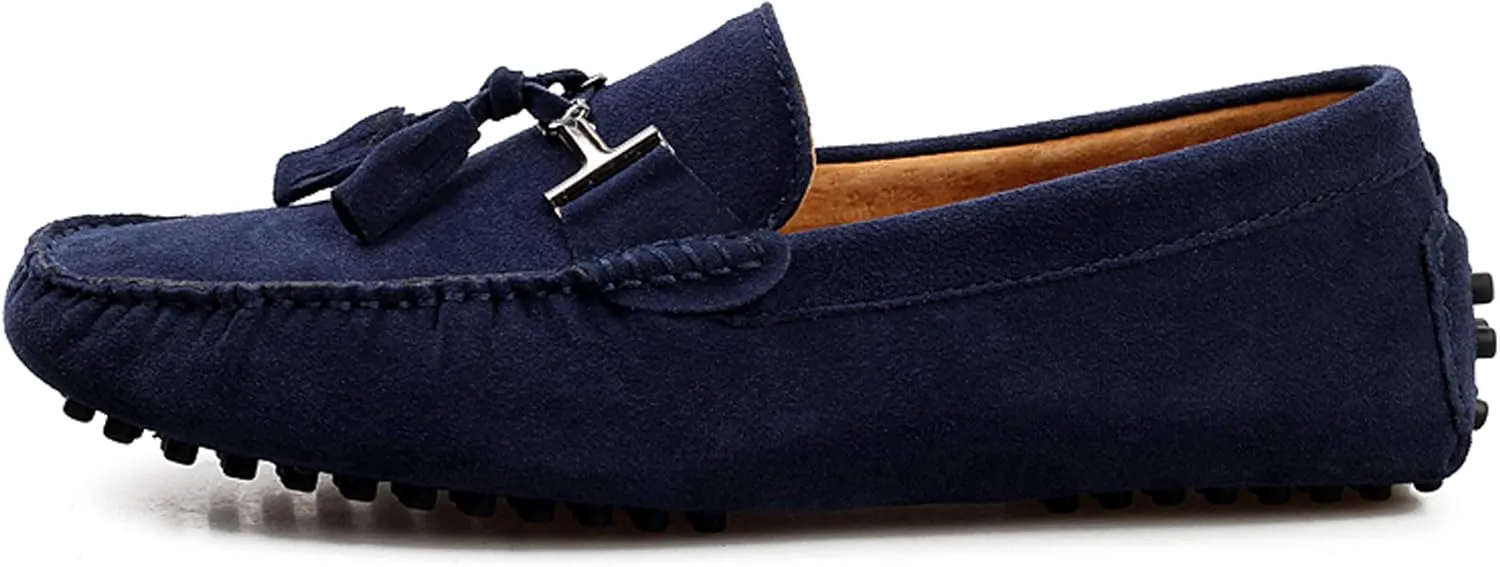Santimon Mens-Moccasins Penny-Loafers Slip-On Casual Dress-Shoe Suede Tassels Boat Driving-Shoes