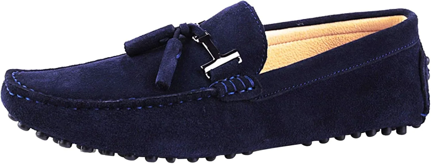 Santimon Mens-Moccasins Penny-Loafers Slip-On Casual Dress-Shoe Suede Tassels Boat Driving-Shoes