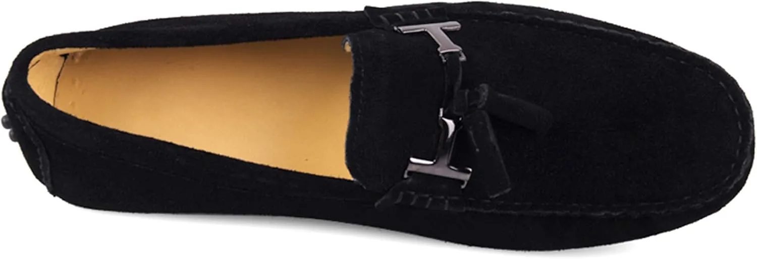 Santimon Mens-Moccasins Penny-Loafers Slip-On Casual Dress-Shoe Suede Tassels Boat Driving-Shoes
