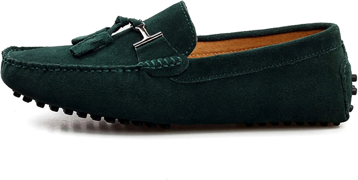 Santimon Mens-Moccasins Penny-Loafers Slip-On Casual Dress-Shoe Suede Tassels Boat Driving-Shoes