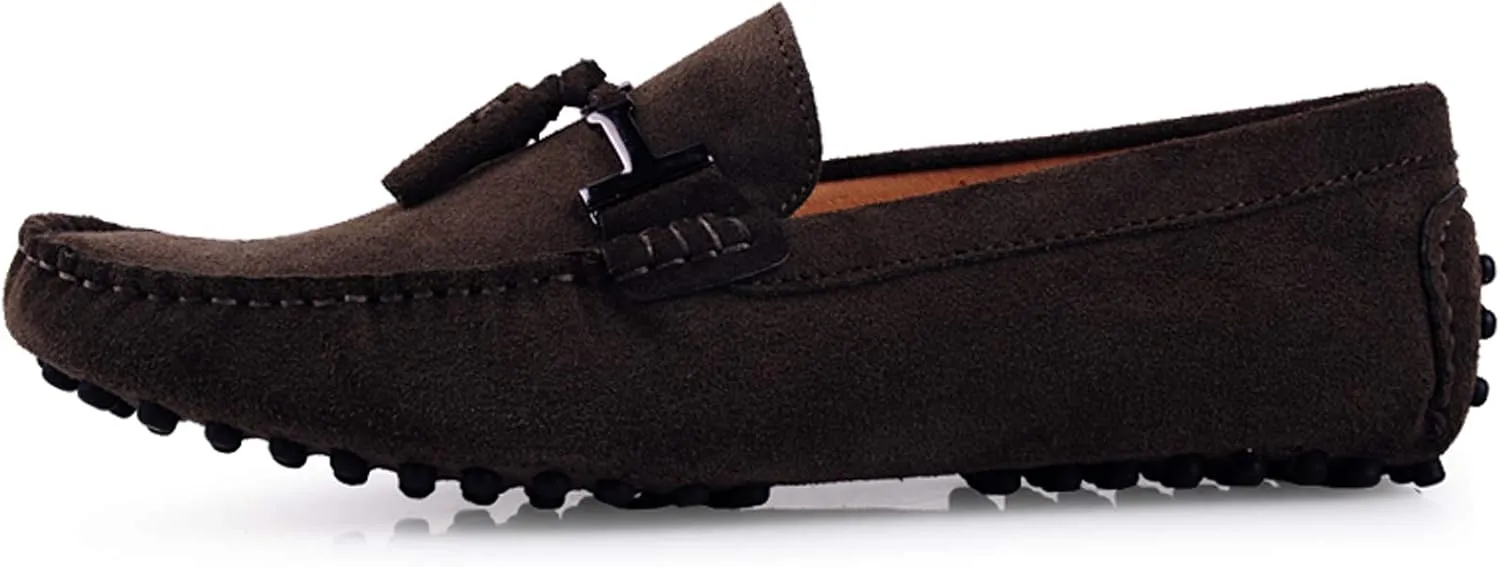 Santimon Mens-Moccasins Penny-Loafers Slip-On Casual Dress-Shoe Suede Tassels Boat Driving-Shoes