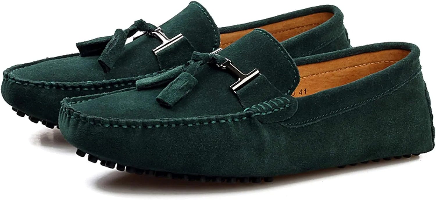 Santimon Mens-Moccasins Penny-Loafers Slip-On Casual Dress-Shoe Suede Tassels Boat Driving-Shoes