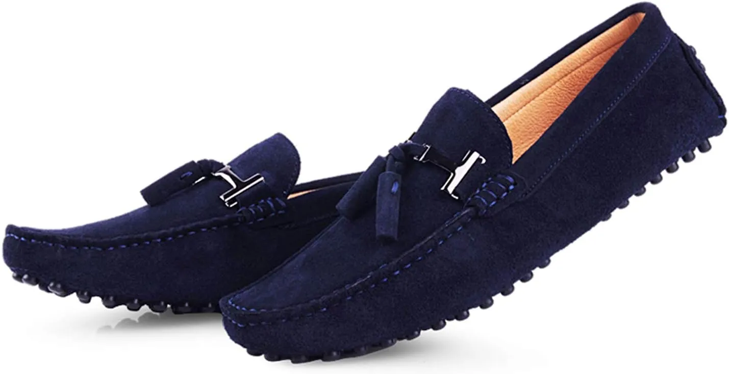 Santimon Mens-Moccasins Penny-Loafers Slip-On Casual Dress-Shoe Suede Tassels Boat Driving-Shoes