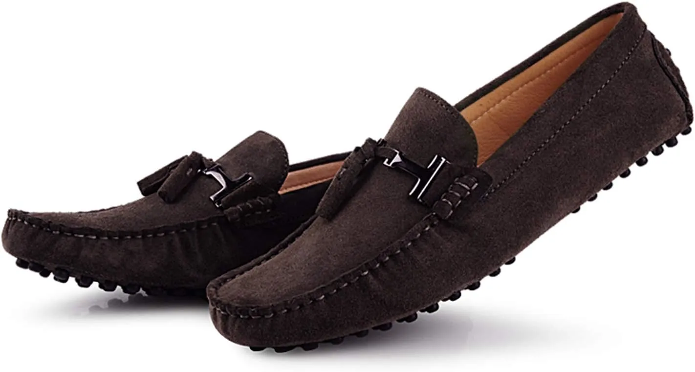 Santimon Mens-Moccasins Penny-Loafers Slip-On Casual Dress-Shoe Suede Tassels Boat Driving-Shoes