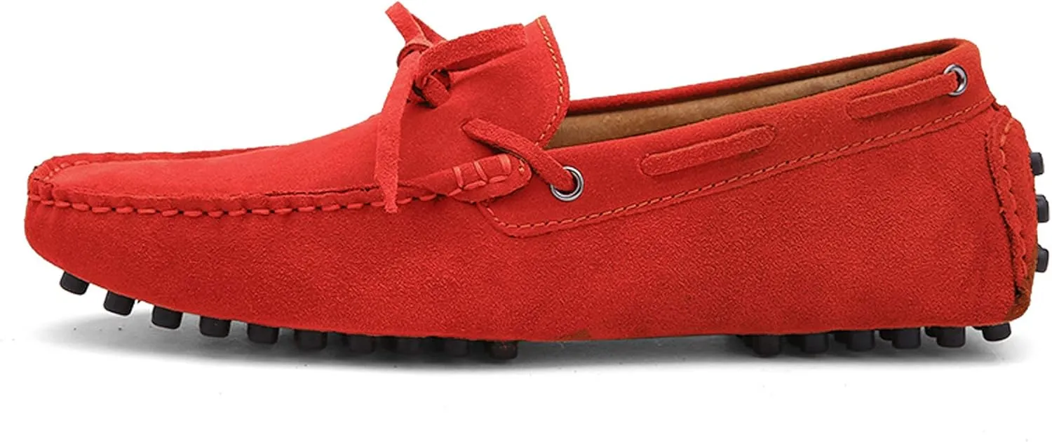 Santimon Mens Penny Loafers Classic Suede Leather Moccasins Casual Slip On Driving Prom Shoes