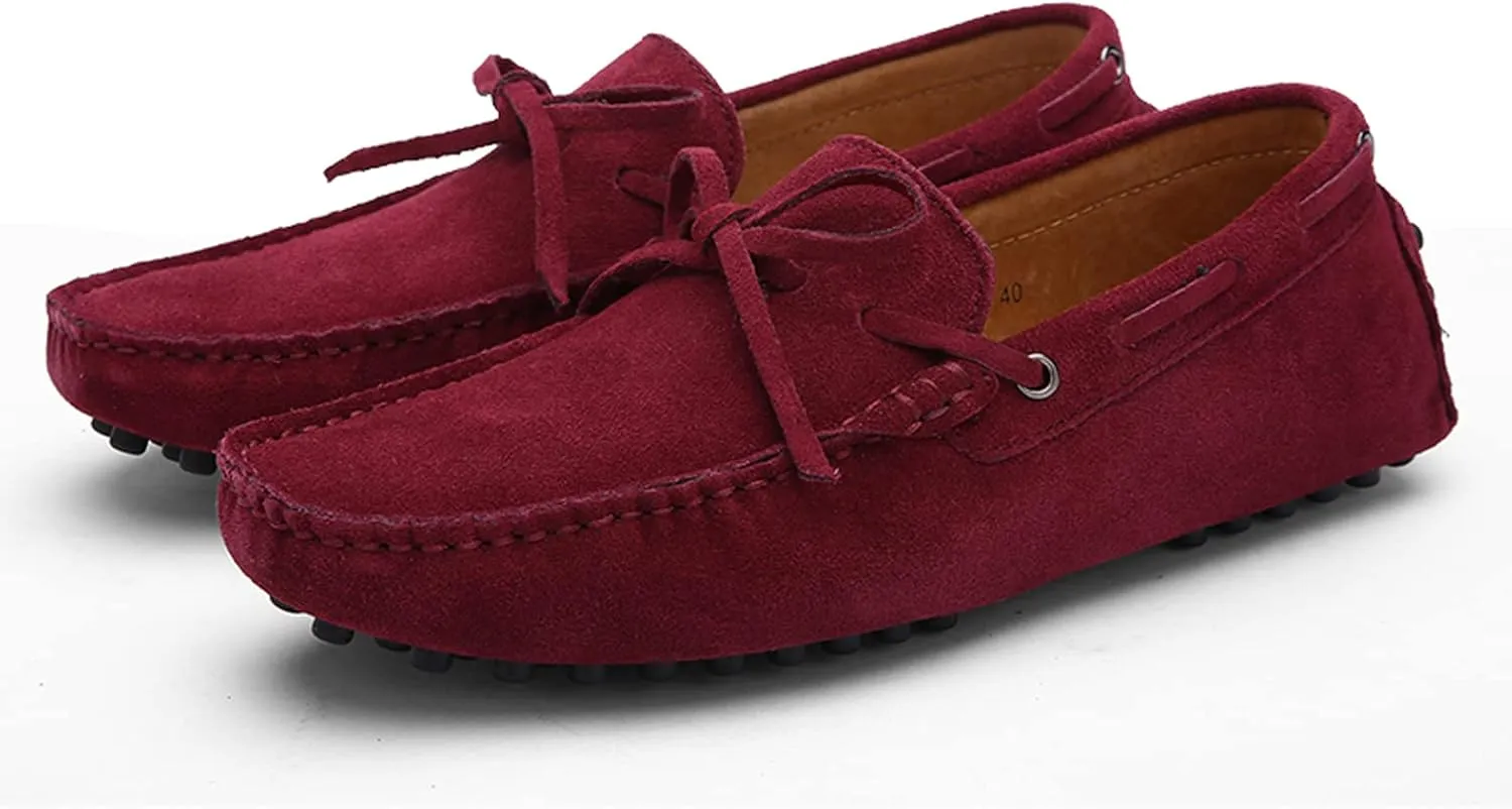 Santimon Mens Penny Loafers Classic Suede Leather Moccasins Casual Slip On Driving Prom Shoes