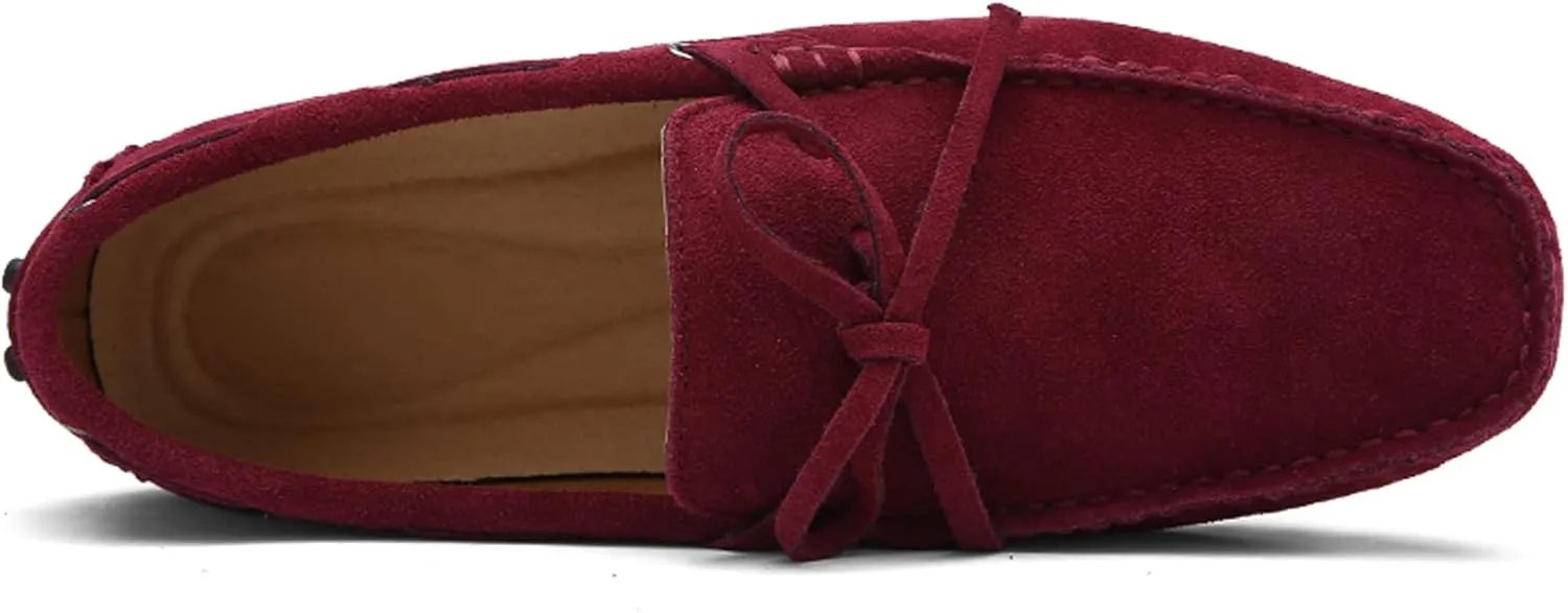 Santimon Mens Penny Loafers Classic Suede Leather Moccasins Casual Slip On Driving Prom Shoes