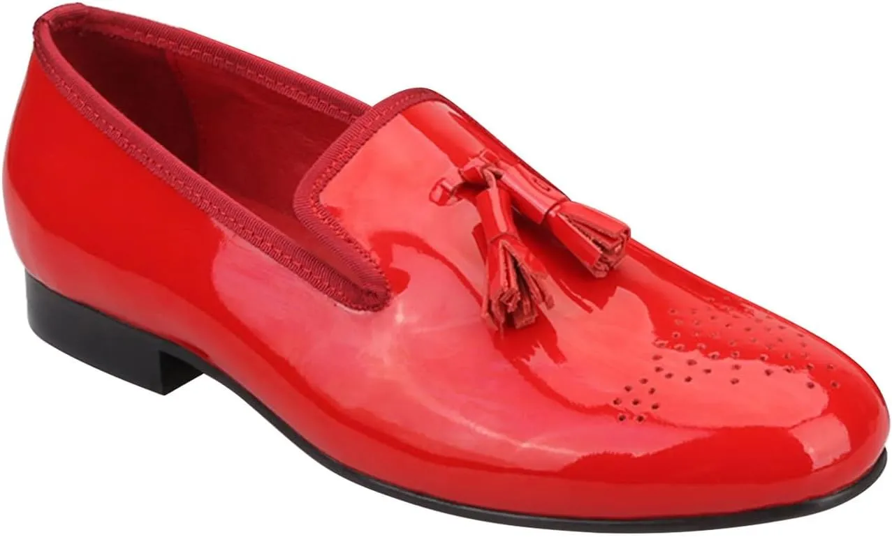 Santimon Men's Tassel Loafers Formal Dress Slip On Patent Leather Penny Loafers Prom Wedding Tuxedo Shoes Fashion Business Casual Luxury Shoes Smoking Party Disco Moccasins for Men Boy