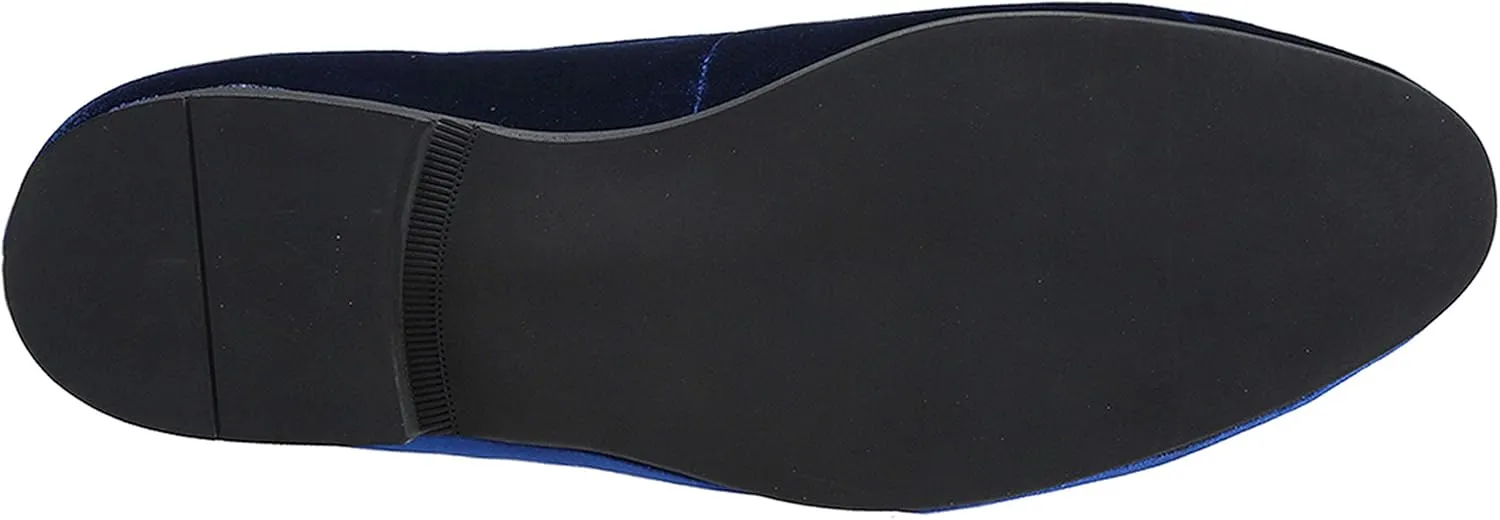 Santimon Men's Velvet Loafers Casual Slip on Dress Shoes with Gold Embroidery Smoking Slippers Flats