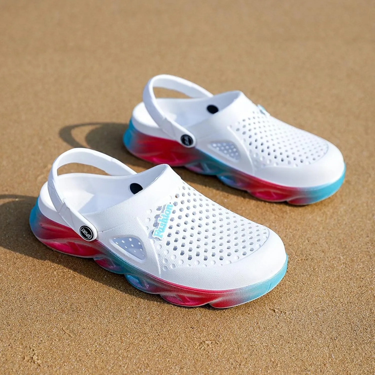 SECHRITE Clogs for Men Garden Shoes Water Sandals Mens Rubber Clogs Outdoor Slippers Waterproof Slip On Summer Mules Gradient Color