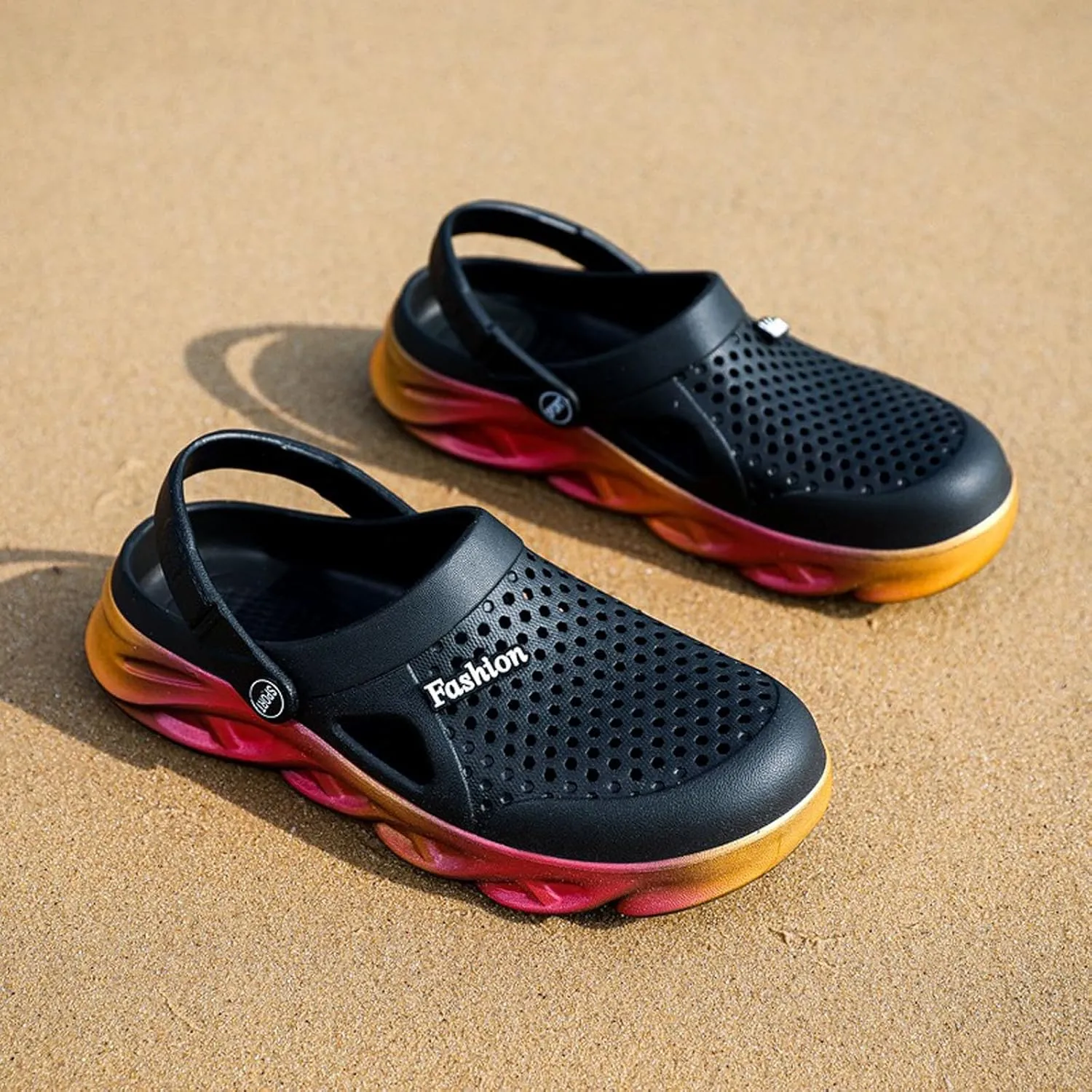 SECHRITE Clogs for Men Garden Shoes Water Sandals Mens Rubber Clogs Outdoor Slippers Waterproof Slip On Summer Mules Gradient Color