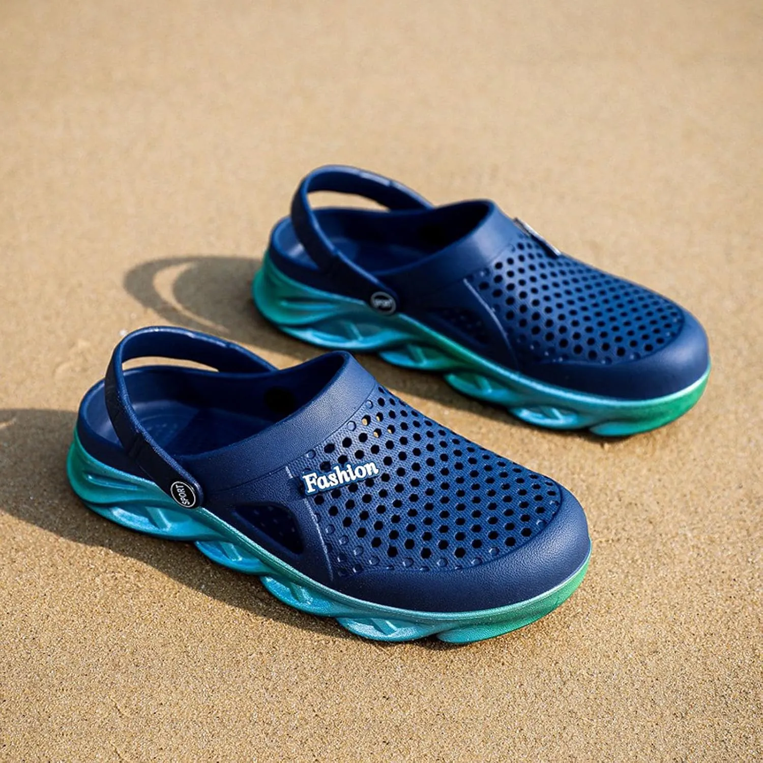 SECHRITE Clogs for Men Garden Shoes Water Sandals Mens Rubber Clogs Outdoor Slippers Waterproof Slip On Summer Mules Gradient Color