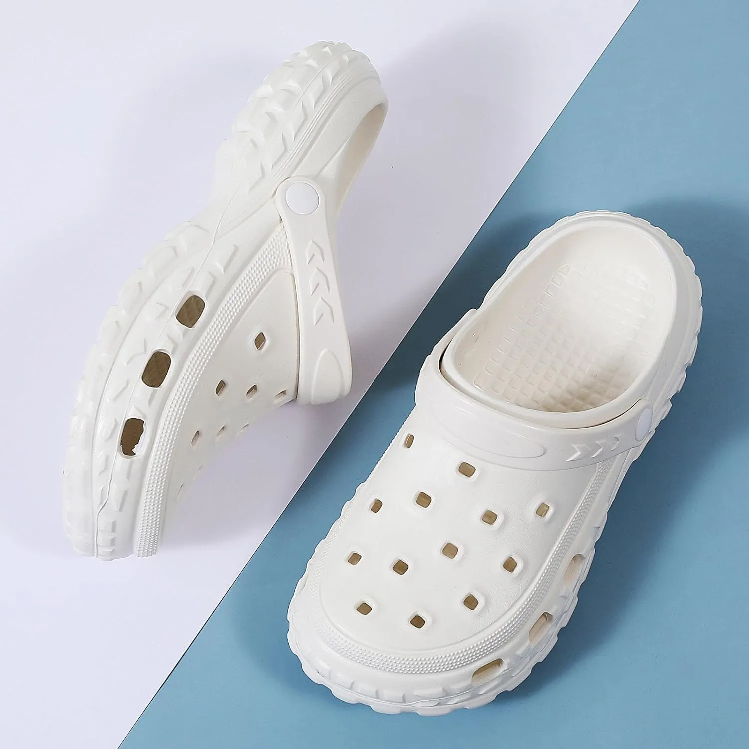 SECHRITE Men's and Women's Garden Shoes Slip-on Clogs Water Beach Pool Sandals with Adjustable Heel Strap Casual Indoor Outdoor Slippers