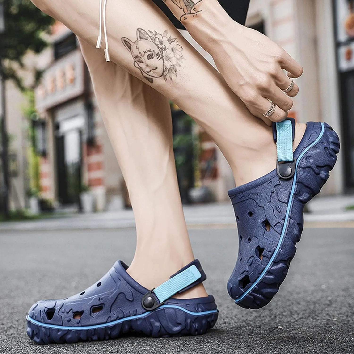 SECHRITE Men's Clogs Athletic Fashion Clogs and Mules with Adjustable Back Strap Slip-on Outdoor Water Beach Shoes Sandals Lightweight Comfortable Breathable - River Edge