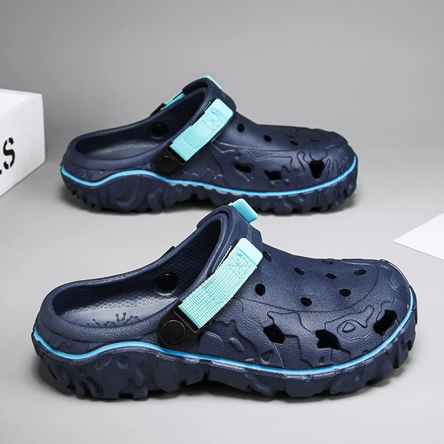 SECHRITE Men's Clogs Athletic Fashion Clogs and Mules with Adjustable Back Strap Slip-on Outdoor Water Beach Shoes Sandals Lightweight Comfortable Breathable - River Edge