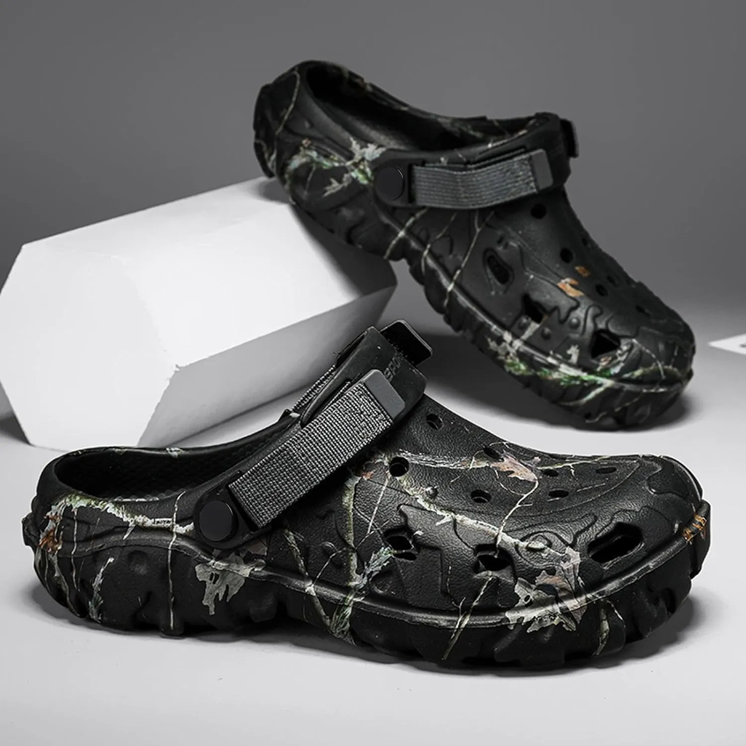 SECHRITE Men's Clogs Athletic Sports Outdoor Sandals Water Beach Shoes Slippers Sandals Lightweight Comfortable Breathable with Adjustable Back Strap - River Edge