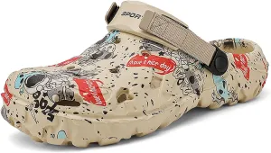 SECHRITE Men's Clogs Athletic Sports Outdoor Slip-on Mules with Cushion Beach Non Slip Home Sandals with Adjustable Back Strap - River Edge