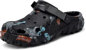 SECHRITE Men's Clogs Athletic Sports Outdoor Slip-on Mules with Cushion Beach Non Slip Home Sandals with Adjustable Back Strap - River Edge