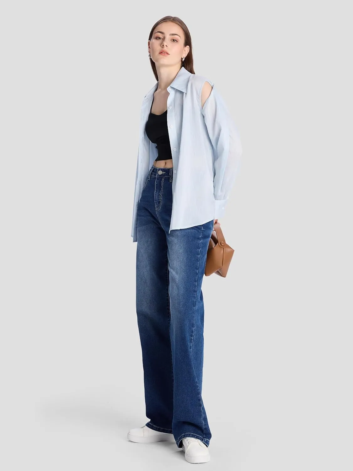SEVEGO Women's 32"/34"/36" Tall Straight Leg Jeans Mid Waisted Stretchy Loose Denim Pants Casual Baggy Jean Trousers