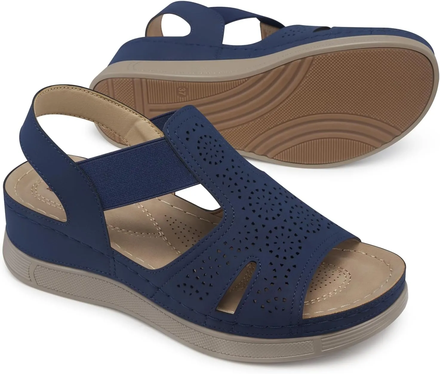 SHIBEVER Wedge Sandals Women Comfortable: Sandals for Women 2025 Dressy Summer Ankle Strap Open Toe Low Heel Platform Wedges Shoes
