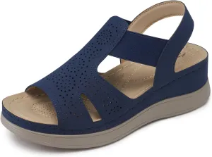 SHIBEVER Wedge Sandals Women Comfortable: Sandals for Women 2025 Dressy Summer Ankle Strap Open Toe Low Heel Platform Wedges Shoes