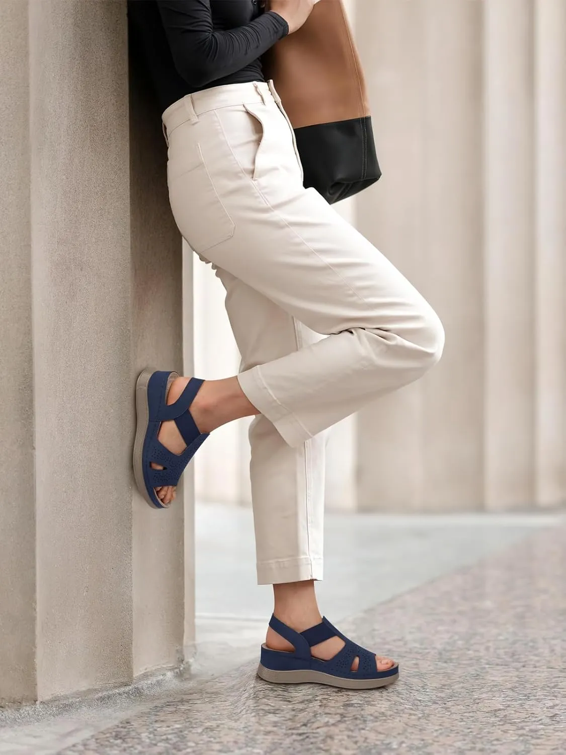 SHIBEVER Wedge Sandals Women Comfortable: Sandals for Women 2025 Dressy Summer Ankle Strap Open Toe Low Heel Platform Wedges Shoes