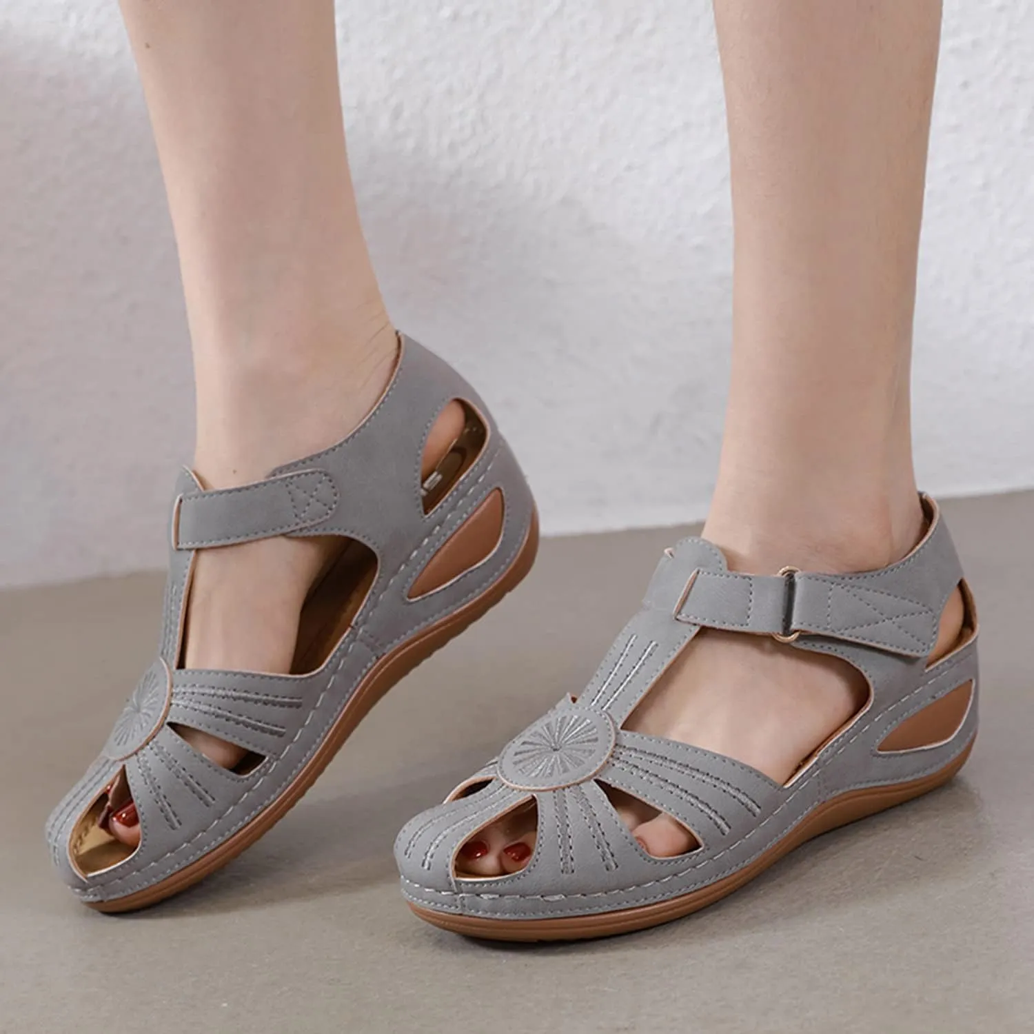 SHIBEVER Women's Wedge Sandals Summer: Closed Toe Sandals for Women Platform Dressy Wedge Size 5-11