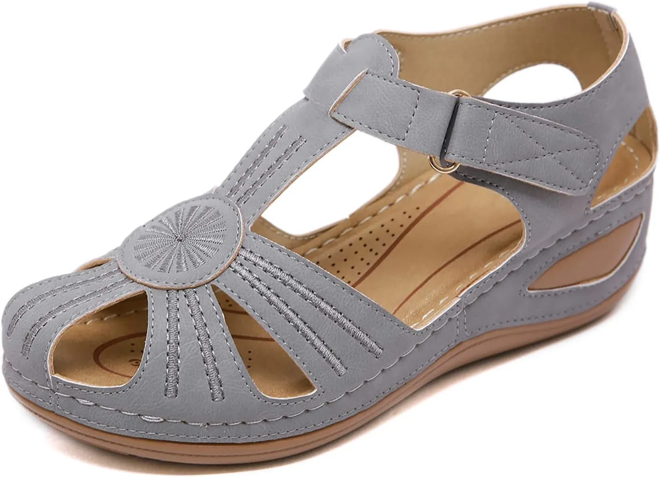 SHIBEVER Women's Wedge Sandals Summer: Closed Toe Sandals for Women Platform Dressy Wedge Size 5-11
