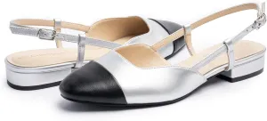 Slingback Flat Heels for Women, Cape Toe Flat Shoes, Low Heel Dress Shoes, Slingback Pumps for Women, Mules with Strap