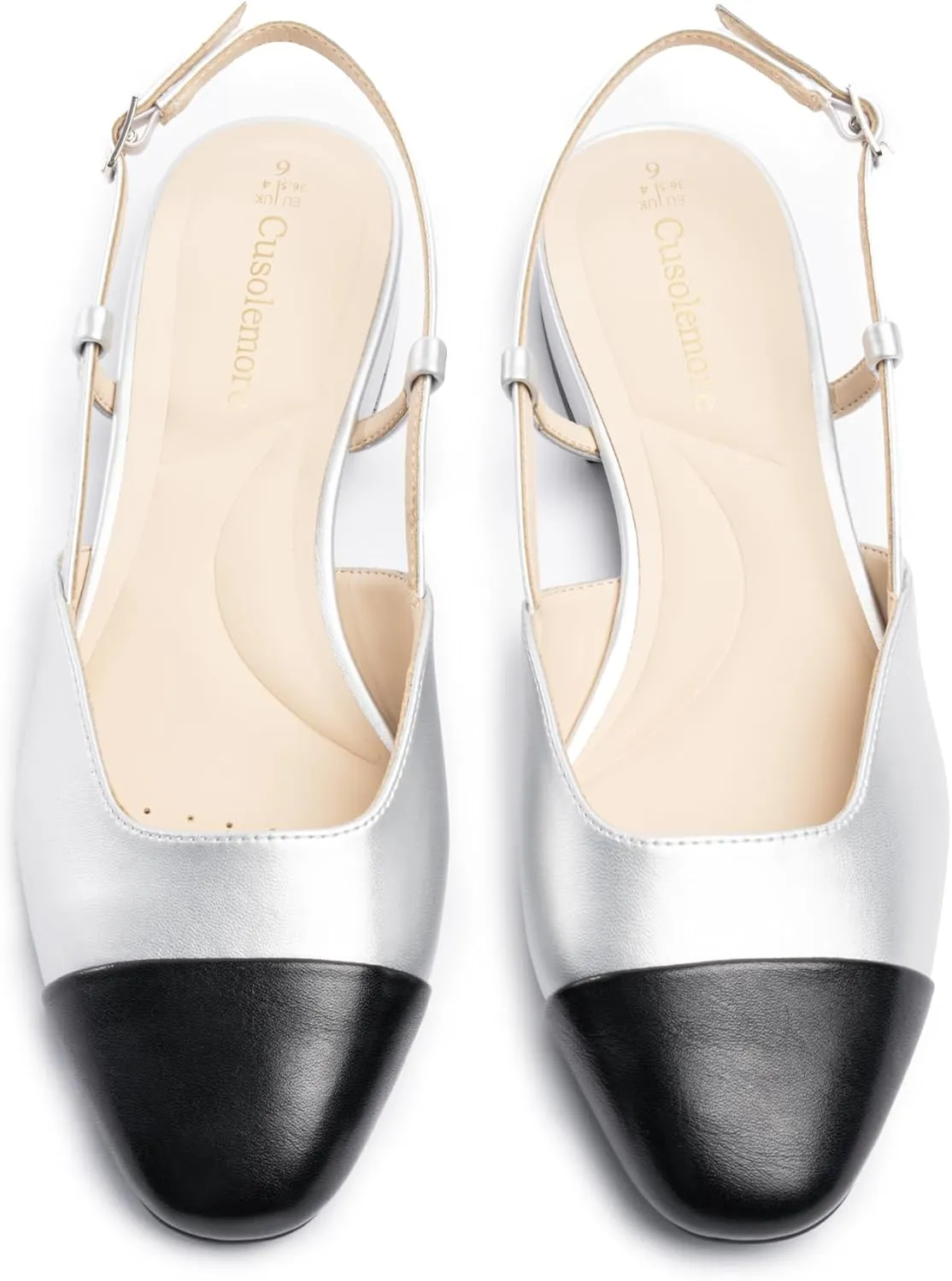 Slingback Flat Heels for Women, Cape Toe Flat Shoes, Low Heel Dress Shoes, Slingback Pumps for Women, Mules with Strap