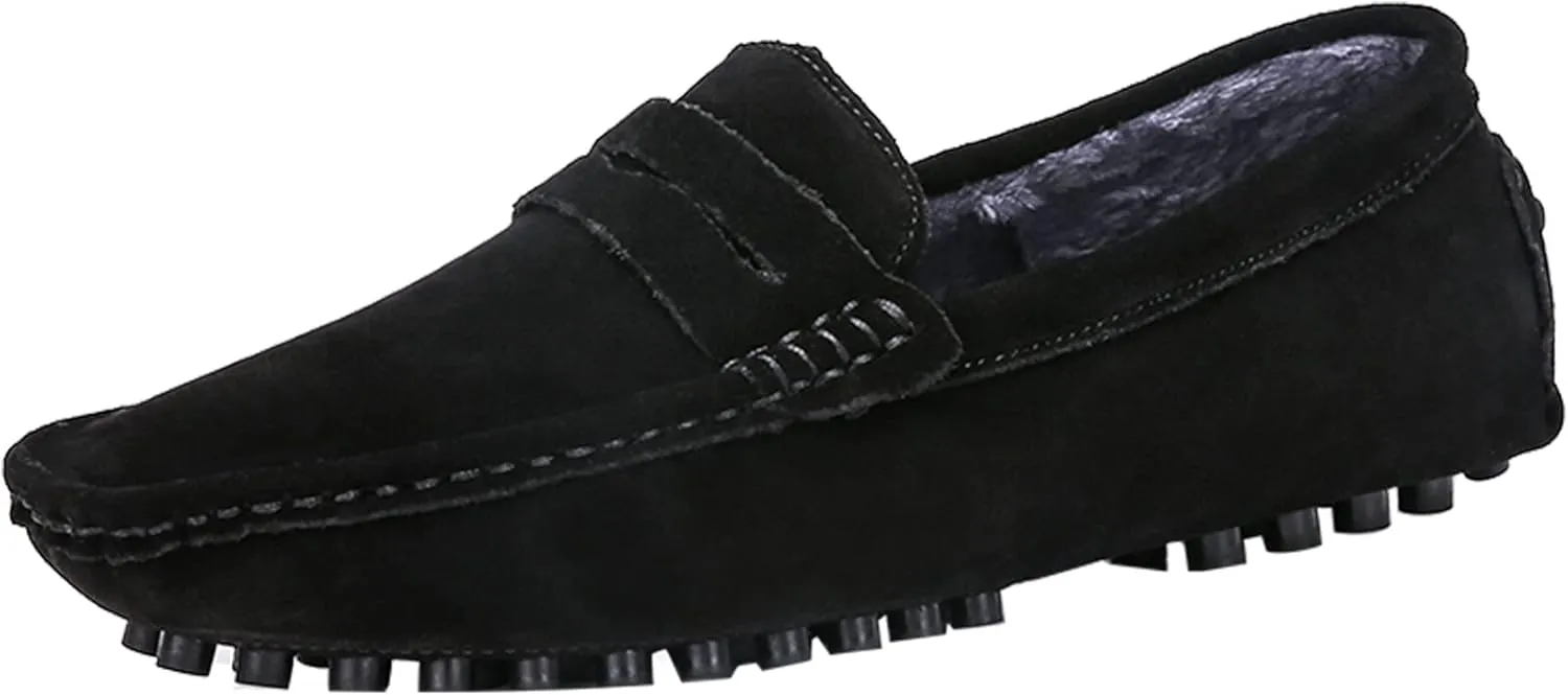Slip-on Loafer for Men Flats Bow-Tie Suede Leather Dress Driving Moccasins Casual Boat Shoes