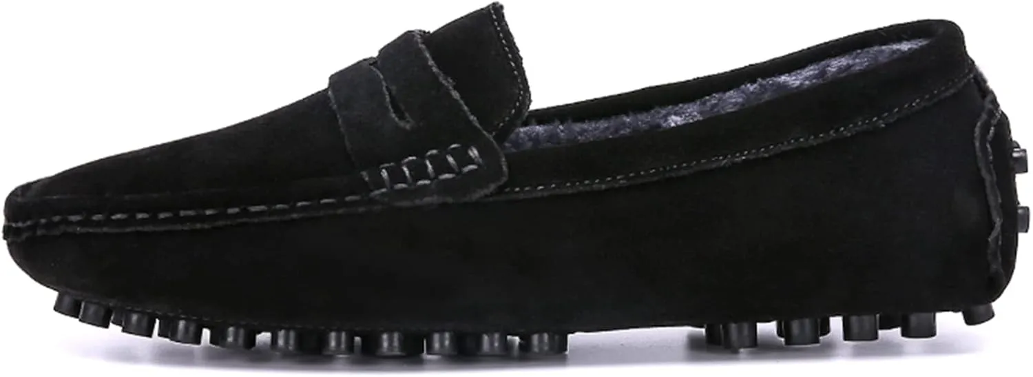 Slip-on Loafer for Men Flats Bow-Tie Suede Leather Dress Driving Moccasins Casual Boat Shoes